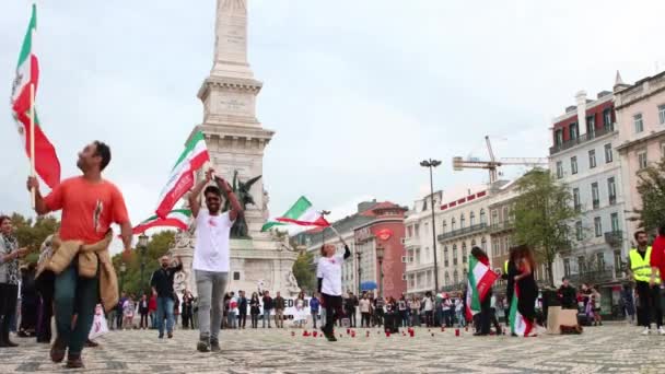 2022 Lisbon Portugal Women Men Waving Flags Rally Dedicated Womens — Video Stock
