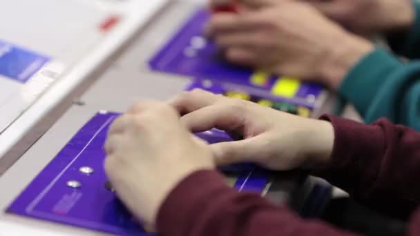 People Playing Arcade Game Festival Mid Shot — Stock Video