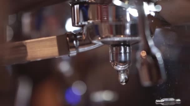 Barista Prepares Espresso Coffee Machine Mid Shot — Vídeos de Stock