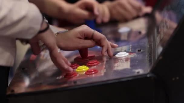 2022 Lisbon Portugal People Playing Arcade Game Festival Mid Shot — Stockvideo