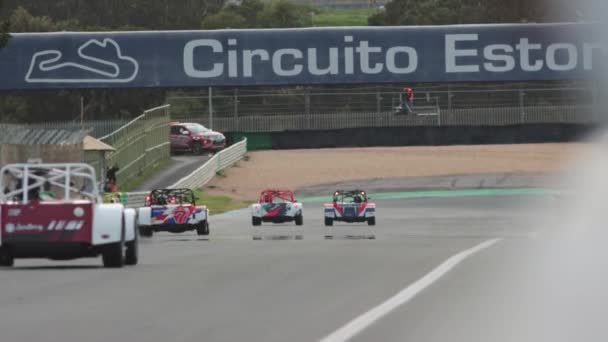 2022 Portugal Lisbon Caterham Festival Car Racing Colorful Karts Racing — Video Stock