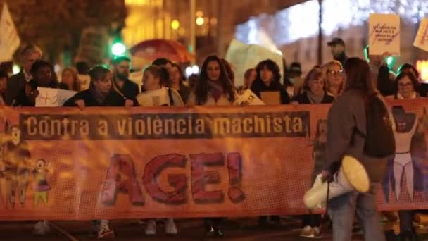 Portugal Lisbon 2022 March End Violence Women Women Walk Forward — Stockvideo