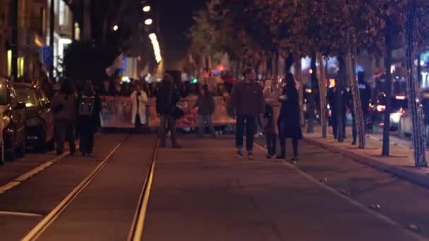 Portugal Lisbon 2022 March End Violence Women People Walking Street — Video Stock