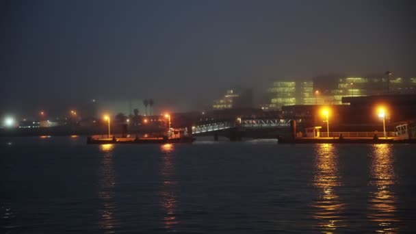 Pier Foggy Calm Sea Late Evening Mid Shot — Stockvideo