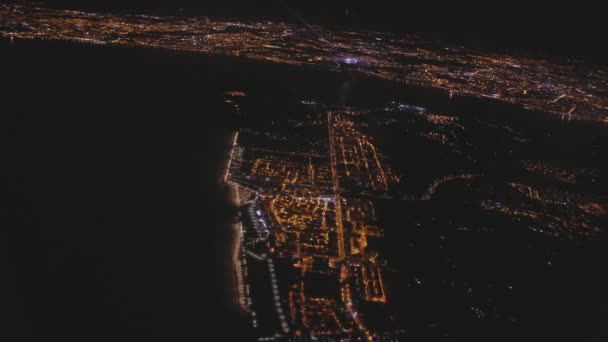 Yellow Lights Night City Birds Eye View Aerial View — Video Stock
