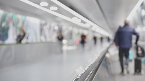 Moving Walkway Airport Blurred Footage Mid Shot — Stockvideo
