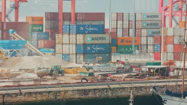 Februarie 2023 Lisabona Portugalia Ocean Freight Port Containere Mari Marfă — Videoclip de stoc