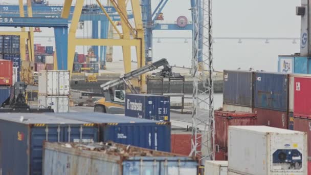 Février 2023 Lisbonne Portugal Port Avec Conteneurs Terminal Contentores Santa — Video