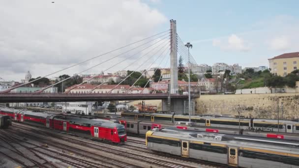 Februari 2023 Lissabon Portugal Spoorwegen Voor Goederenvervoer Simef Santa Apolonia — Stockvideo