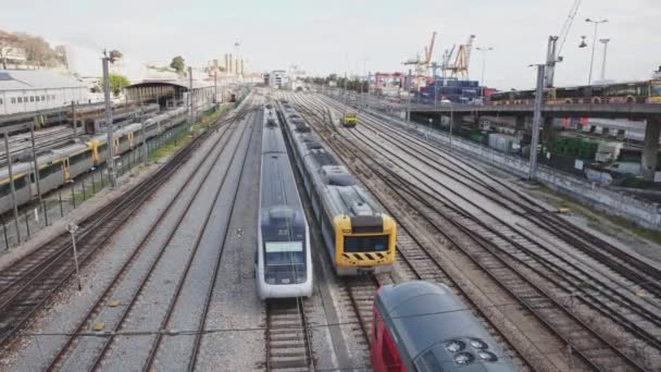 Februari 2023 Lisbon Portugal Kereta Berada Jalur Kereta Api Simef — Stok Video
