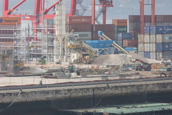 Februari 2023 Lissabon Portugal Bouwwerkzaamheden Vrachthaven Tussenschot — Stockfoto