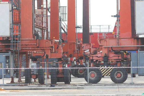 Röda Traktorer Byggarbetsplatsen Mittskott — Stockfoto