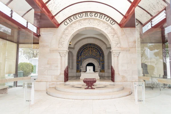 stock image February 22, 2023 Lisbon, Portugal: Alto de Sao Joao Cemetery - interior of the crematorium. Mid shot