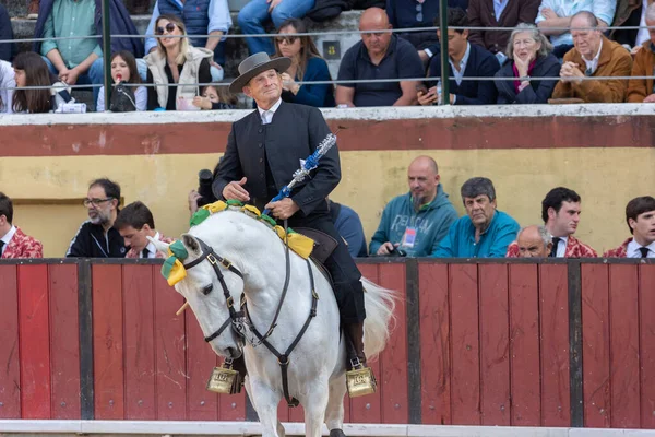 Maart 2023 Lissabon Portugal Tourada Man Paard Een Arena Tussenschot — Stockfoto