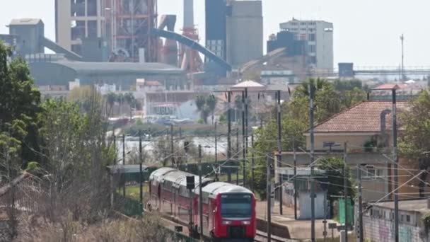 Maret 2023 Lisbon Portugal Kereta Listrik Melewati Rel Dan Lokasi — Stok Video