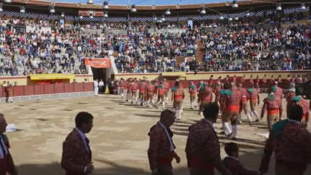 Maart 2023 Portugal Vila Franca Xira Bullfighting Tourada Forcados Verlaten — Stockvideo