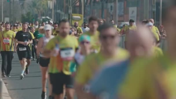 Marca 2023 Lizbona Portugalia Mężczyźni Kobiety Biegnący Półmaraton Ramach Procedury — Wideo stockowe