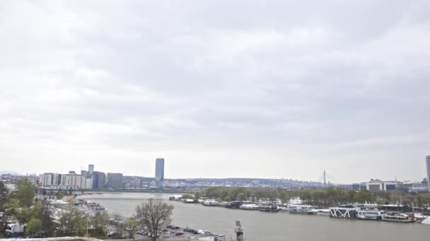 April 2023 Belgrade Serbia View City Cloudy Weather Mid Shot — Stock Video