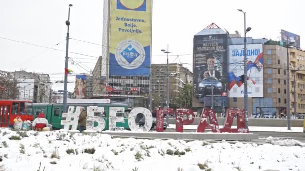 Aprile 2023 Belgrado Serbia Strade Della Città Mid Shot — Video Stock