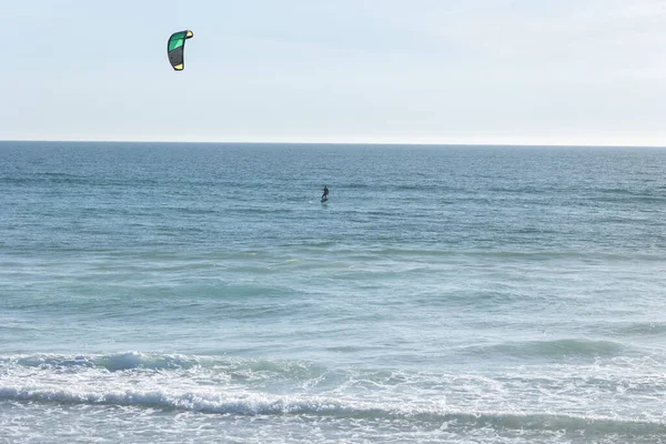 Person Kitesurfing Ocean Mid Shot — Stock Photo, Image