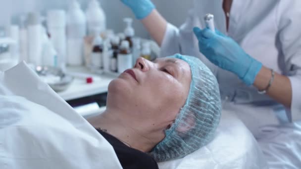 Zabieg Kosmetologiczny Przygotowanie Przed Zabiegami Kosmetycznymi Gabinecie Kosmetologa Środek Strzału — Wideo stockowe