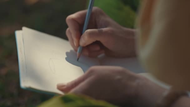 Woman Drawing Jug Pencil Mid Shot — Stock Video