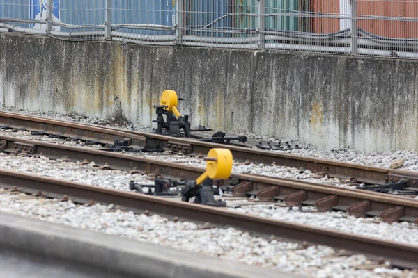 Yellow Switches Railway Tracking Mid Shot — Stock Photo, Image