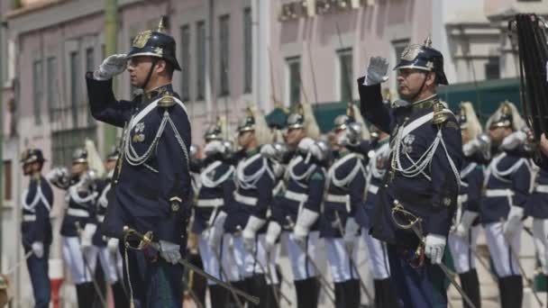 Juni 2023 Lissabon Portugal Een Militaire Parade Tussenschot — Stockvideo