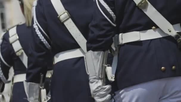 Juni 2023 Lissabon Portugal Wisseling Van Bewakingsceremonie Mannen Donkerblauw Uniform — Stockvideo