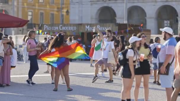 Червня 2023 Лісабон Португалія Террейро Парако Комерсіо Люди Розважаються Фестивалі — стокове відео