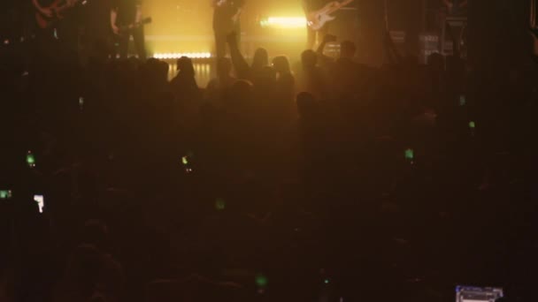 People Enjoy Punk Rock Concert Small Club Mid Shot — Stock Video