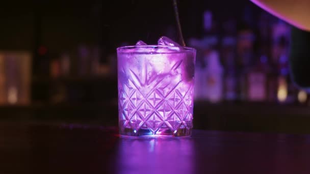 Close Purple Drink Glass — Stock Video