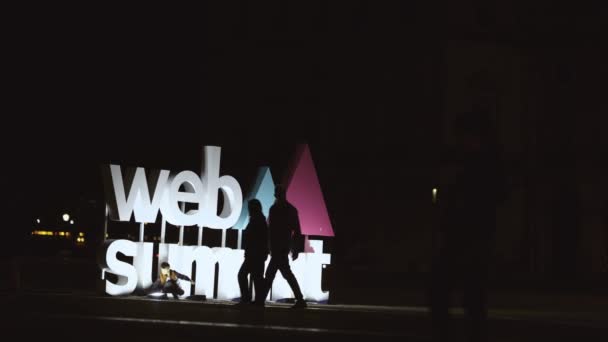Novembre 2023 Lisbona Portogallo Accedi Centro Città Web Summit Notte — Video Stock