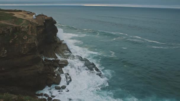 Widok Powietrza Klifu Widokiem Ocean — Wideo stockowe
