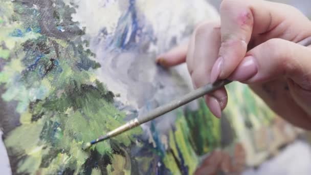 Bir Kişi Fırçayla Resim Yapıyor — Stok video
