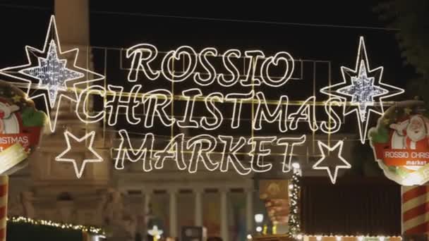 November 2023 Lisbon Portugal Sign Says Rosico Christmas Market — Stock Video