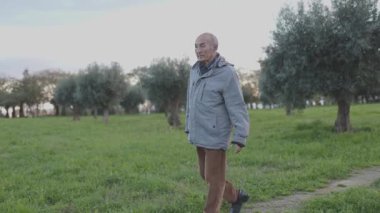 Son sınıf öğrencisi yeşil bir parkta geziniyor, huzurlu bir emekliliğin tadını çıkarıyor.