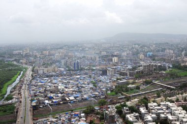 aerial view of dharavi slum , Bombay Mumbai , Maharashtra , India clipart