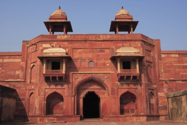 Fatehpur Sikri 'deki Jodh Bais sarayı 16. yüzyılın ikinci yarısında inşa edildi, Agra, Uttar Pradesh, Hindistan UNESCO Dünya Mirası Bölgesi