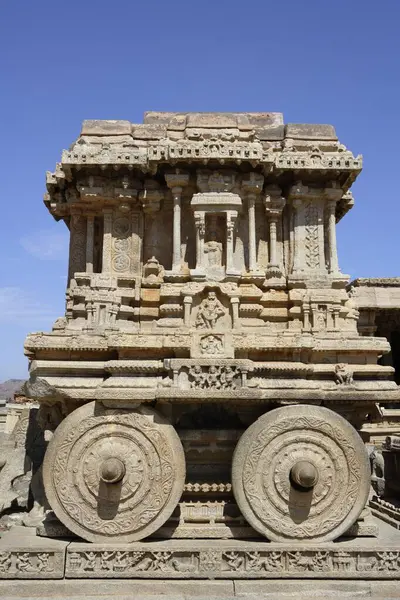 stock image Stone chariot or ratha , vehicle of Vishnu , Vitthal Temple, Hampi, Vijayanagar , UNESCO World Heritage site , Deccan plateau , Taluka Hospet , District Bellary , Karnataka , India