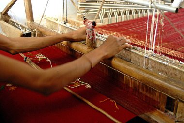 Handloom ören adam, Bhuj, Kutch, Gujarat, Hindistan