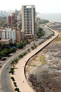 Bombay Mumbai, Maharashtra, Hindistan 'daki Worli Sea Face' in hava manzarası.