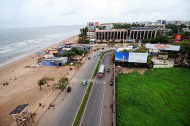 Juhu sahilinin hava manzarası, Bombay Mumbai, Maharashtra, Hindistan