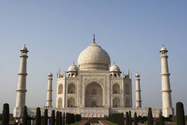 Taj Mahal, bahçeli ve göletli Dünyanın Yedinci Harikaları, Agra, Uttar Pradesh, Hindistan UNESCO Dünya Mirası Bölgesi