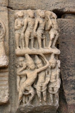 Papanatha Tapınağı 'ndaki heykel, Pattadakal, UNESCO Dünya Mirası Alanı, M.Ö. 800 yılında inşa edilmiş, Bagalkot, Karnataka, Hindistan