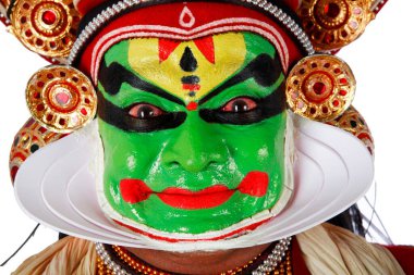 Güney Hintli kathakali dansçısı, Kerala, Hindistan 