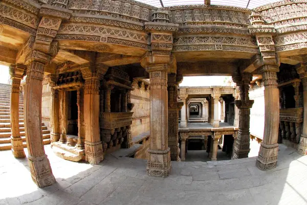 stock image Archaeological and historical multi storage underground drains Stapes Well Adalaj Vaw Bu , Gujarat , India