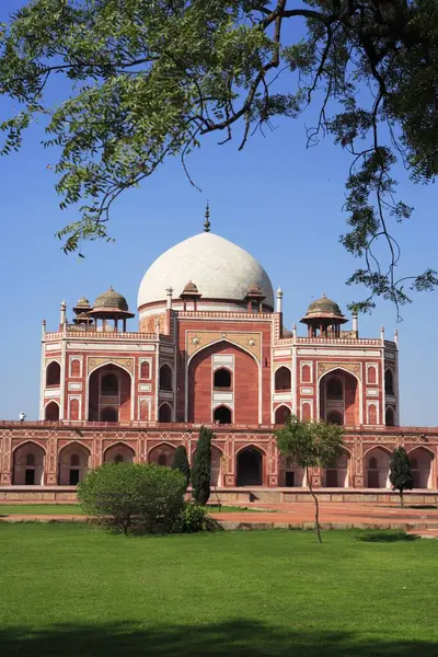 Humayuns Grab Wurde 1570 Mughal Architektur Erbaut Delhi Indien Unesco Stockbild
