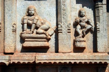 Hajara Rama Tapınağı 'nın heykeli, Hampi Vijayanagar kalıntıları, Karnataka, Hindistan