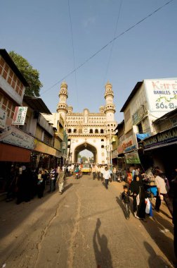 market in front of charminar mosque hyderabad Andhra Pradesh India clipart